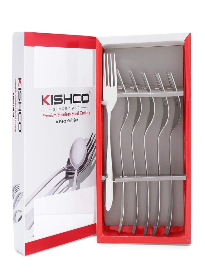 KISHCO شوكة حلوى كلاسيكية عادية من الفولاذ المقاوم للصدأ من كيشكو، 2 مم - عبوة من 6 قطع - Image 1